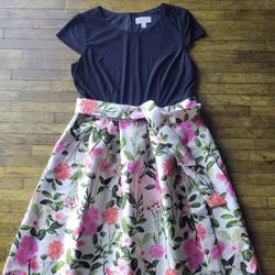 ELLE, Black Top & Floral Dress, Size L