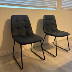 Set of 2 Black Faux Leather Dining Chairs