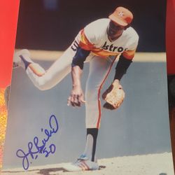 J.R. Richard Autographed 8x10 Houston Astros W/ COA & TOP LOADER