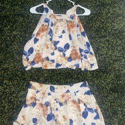 Flower Halter Top Two Piece Romper