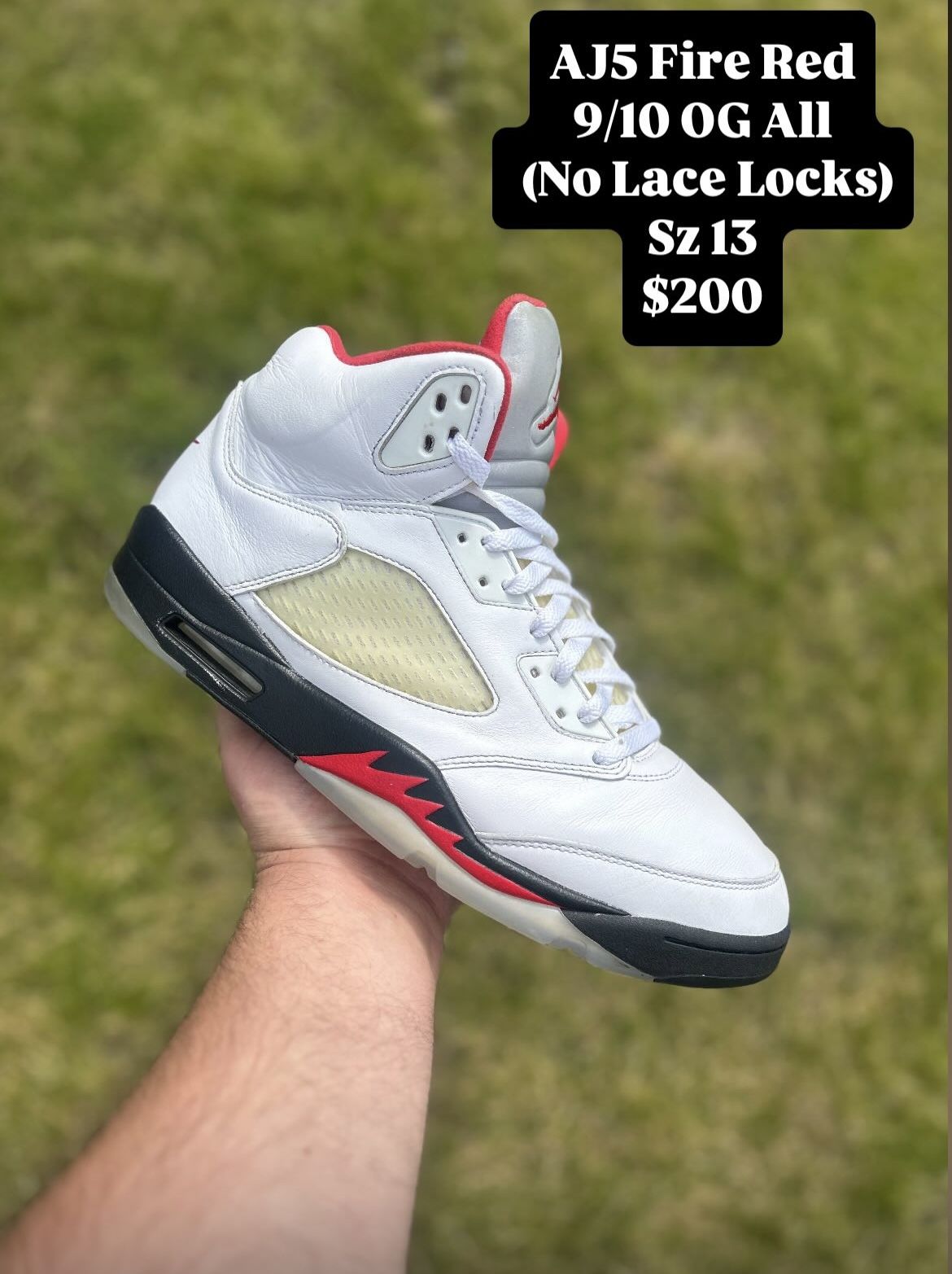 Jordan 5 Fire Red Silver Tongue 9/10 OG All Size 13