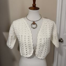 Cute Crotchet Short Sleeves Jacket-Size M