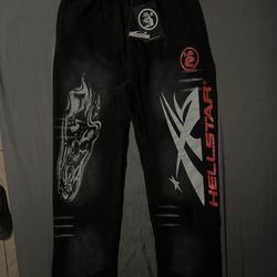 Hellstar Black Graphic Sweatpants LARGE 