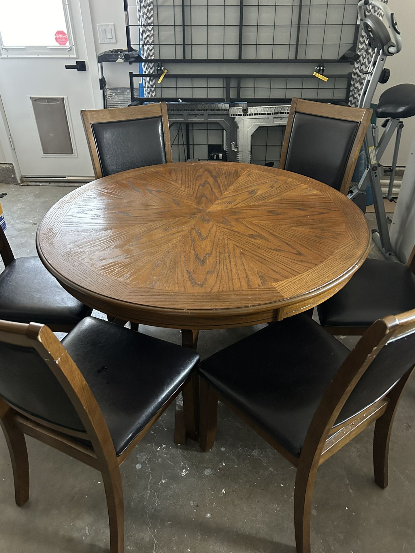 Dining Table Round Wooden | Set For 6 | Chairs Included X 6