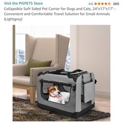 Collapsible Soft Sided Pet Carrier for Dogs and Cats, 24"x17"x17" - Convenient and Comfortable Travel Solution for Small Animals (Lightgrey) $40