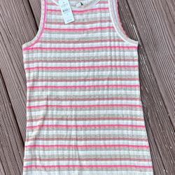 LOFT Outlet Striped Knit Tank Top Pink Beige Tan Size M NWT