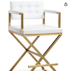 TOV Furniture Director White/Gold Vanity Chair 