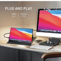 15.6 Inch 1080P Laptop Monitor Extender Gaming Monitor with Premium Smart Cover & Speakers External Travel Monitor for Laptop PC Mac Phone PS4 Xbox Sw