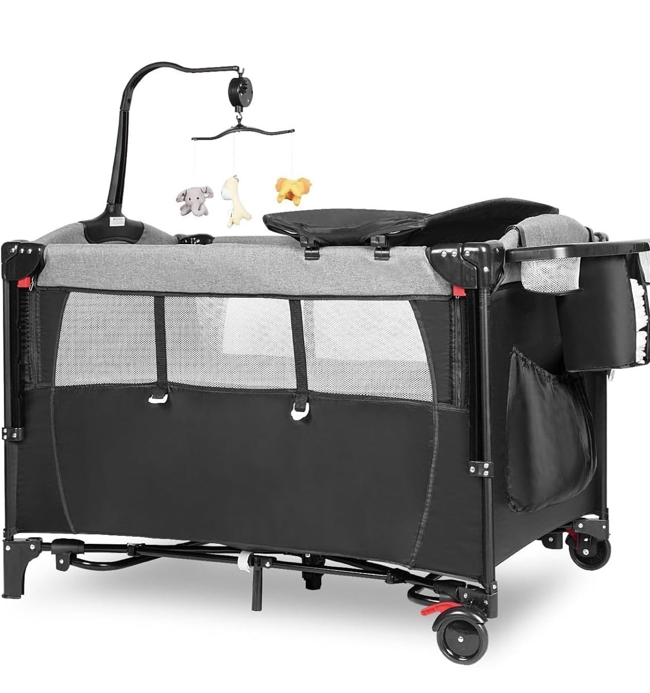 New 5-in-1 Baby Bassinet - Portable Crib, Bedside Sleeper, Diaper Changer, Playard & Travel Pack