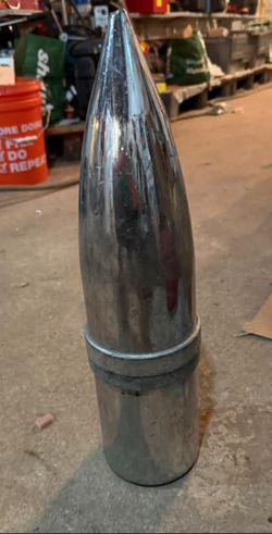 Chrome Artillery Projectile Display Piece — Military Decor