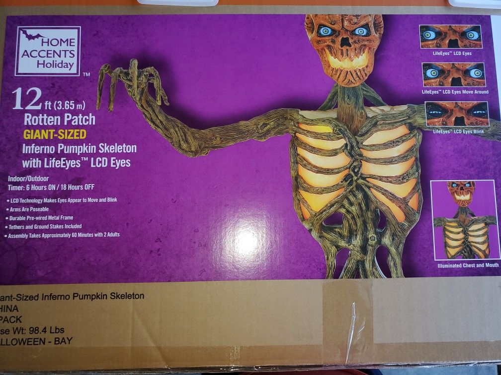 NEW Inferno 12 Foot Pumpkin Skeleton