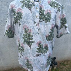 PreOwned Reyn Spooner Classic Multicolored Hawaiian Print 3/4 Button Men's Large