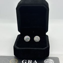 1ct Vvs Halo Moissanite Earrings 