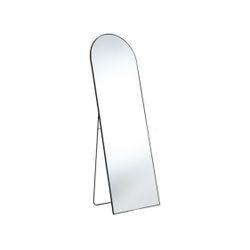 63” Black Metal Arch Framed Freestanding Wall Mount Full Length Mirror
