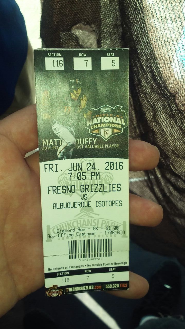 2Grizzly ticket 4 6/24/16 at 7:05