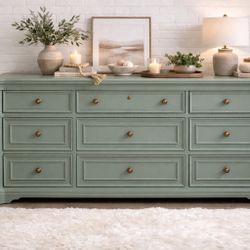 Eucalyptus Chateau 9-Drawer Dresser – Soft Sage Green