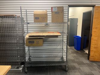 Chrome Wire Shelving Unit on Casters