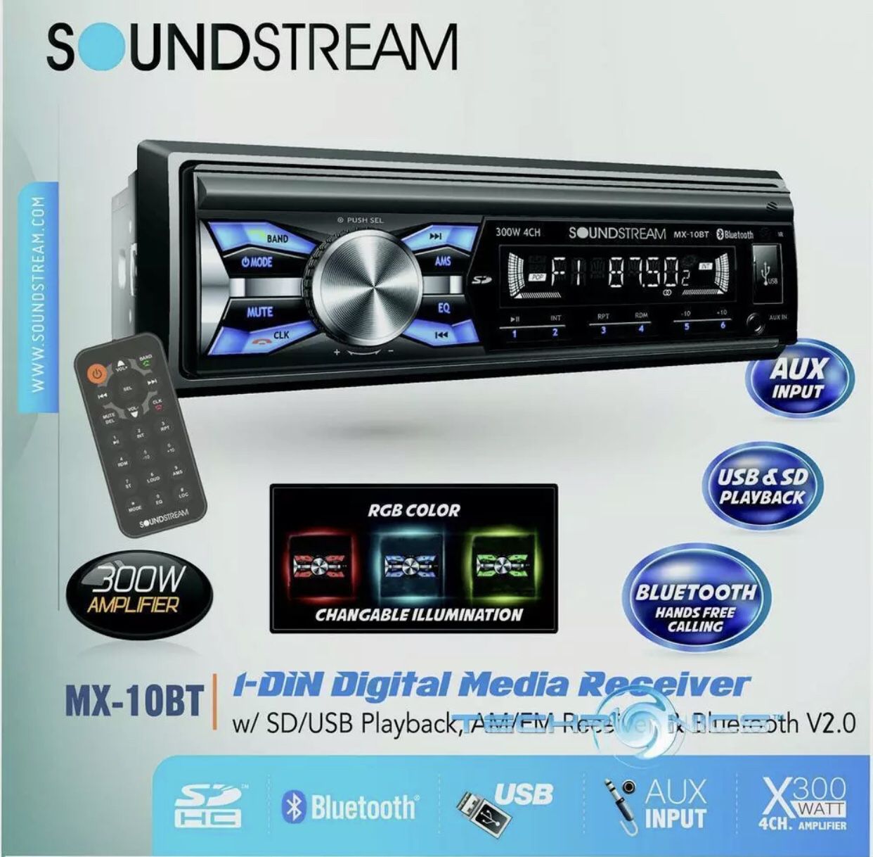 SOUNDSTREAM MX-10BT BUILT-IN BLUETOOTH CAR DIGITAL MEDIA PLAYER STEREO RECEIVER