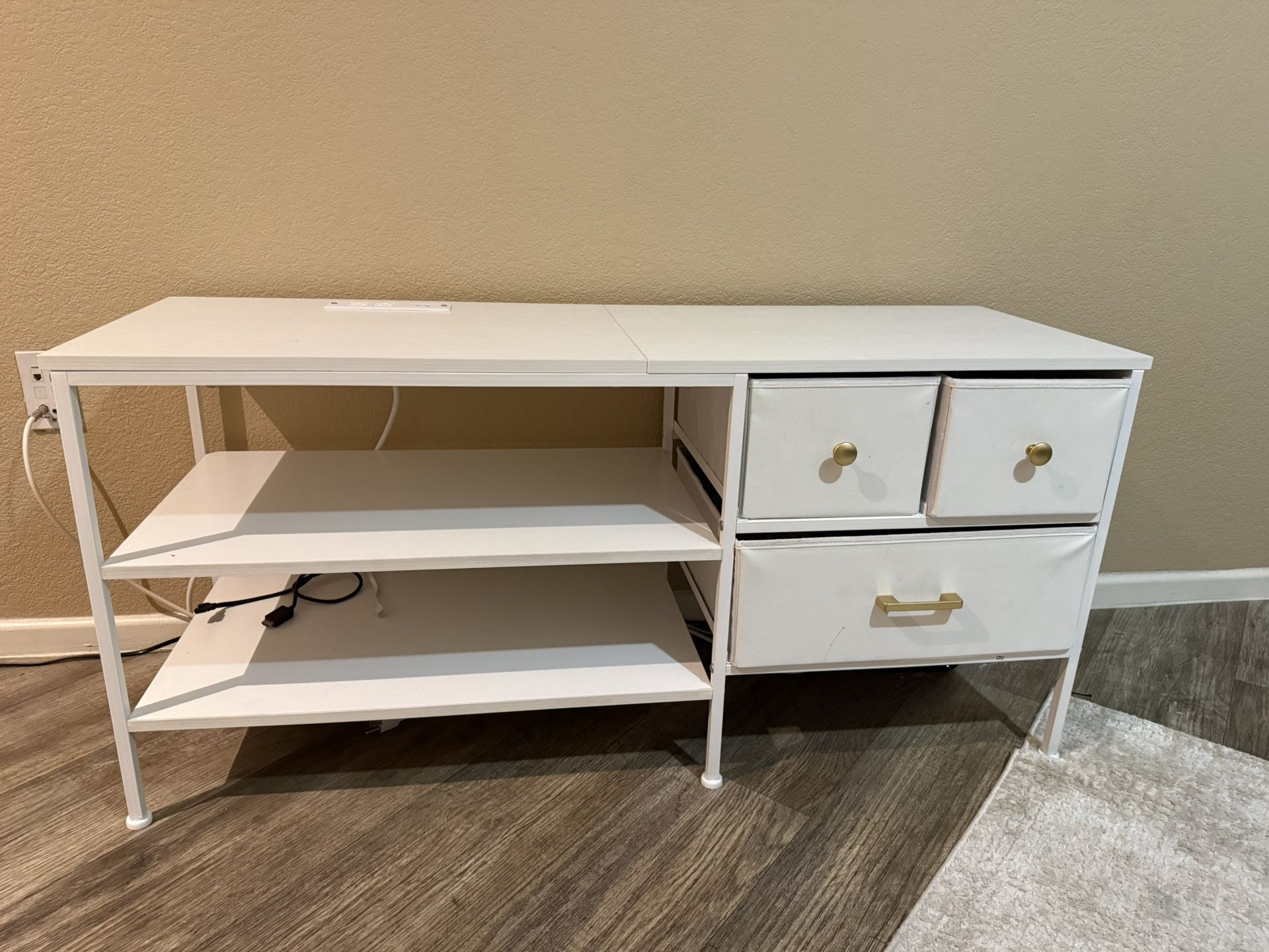 White Storage Console Table
