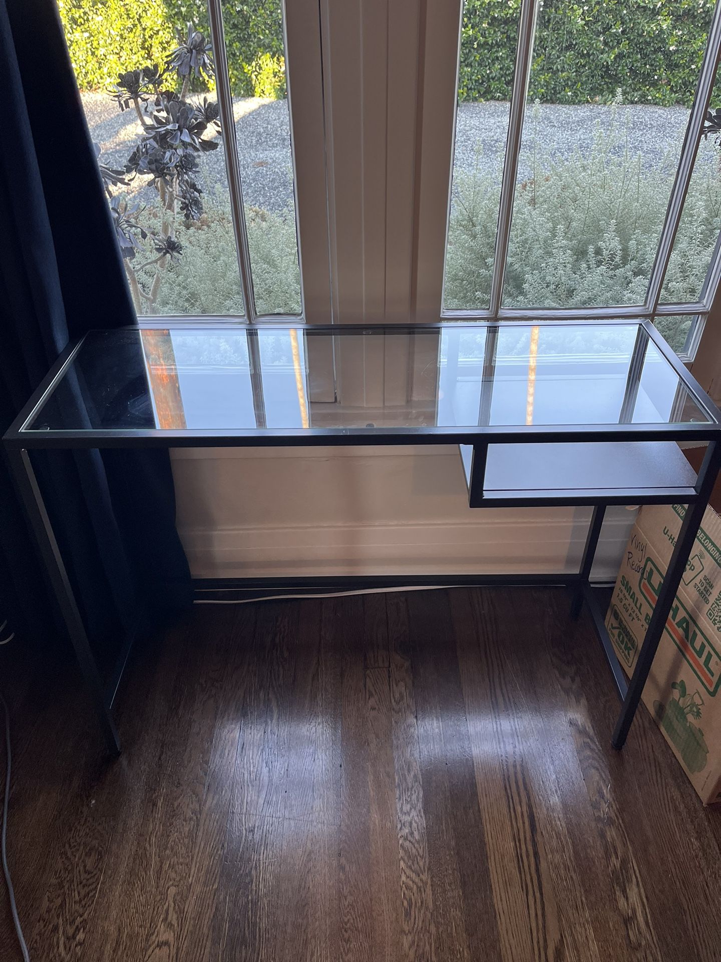 IKEA VITTSJÖ Laptop table, black-brown/glass
