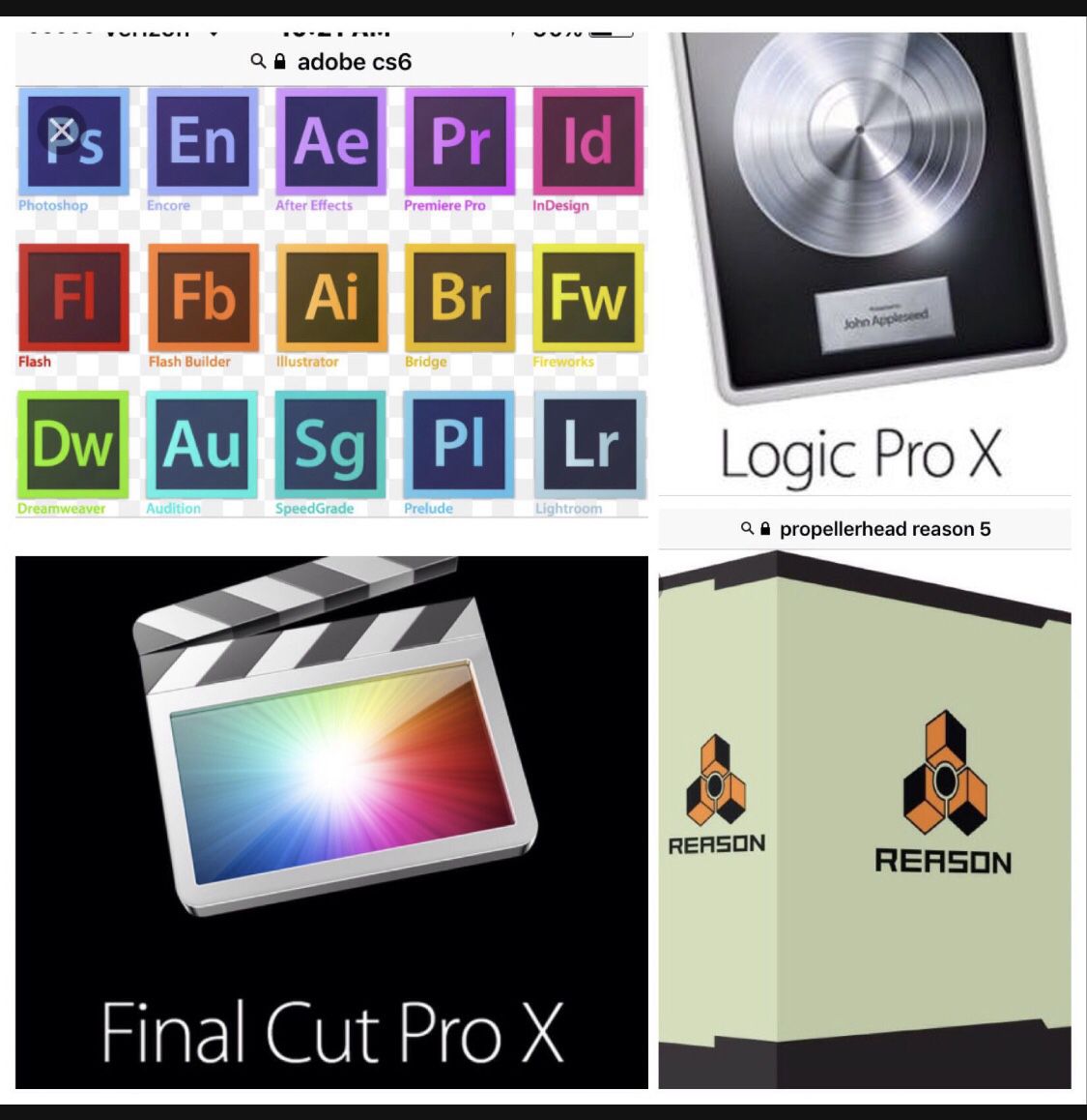 Adobe CS6 Master collection, Reason 5, for Mac/PC, Final Cut X, Logic Pro X 10.2, for Mac & more