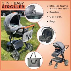 3 in 1 infant car seat baby stroller and baby bassinet new