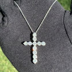 White Gold Diamond Cross Pendant w/ Chain