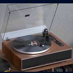1 by ONE High Fidelity Belt Drive Turntable with Built-in Speakers, Vinyl Record Player
