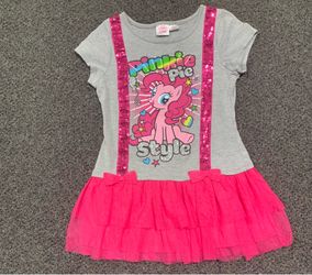 My Little Pony Pinkie Pie girls 10/12 sequined shimmery layered tulle dress