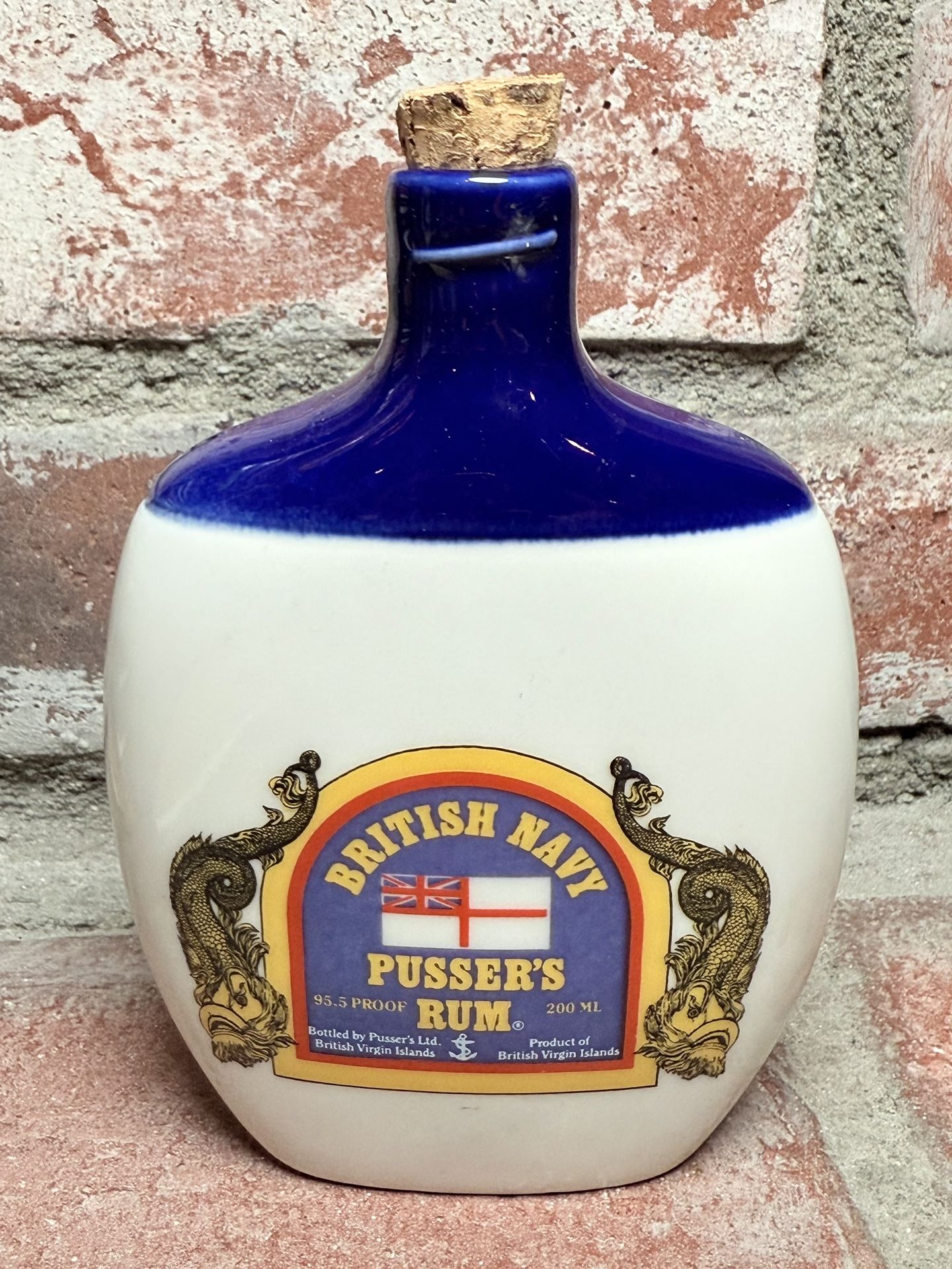 Wade Porcelain British Navy Pusser Rum Hip FLASK ~ Empty Bottle Made In England
