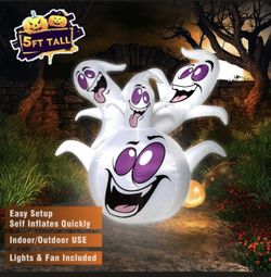 New Inflatable Halloween Evil Ghosts Spirit Outdoor Garden Decoration Blowing Up Toys with Built-in LED Lights 
