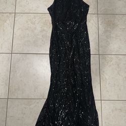 Shein L Sparkly Black Sequin Trumpet/Mermaid High Neck Formal Dresses