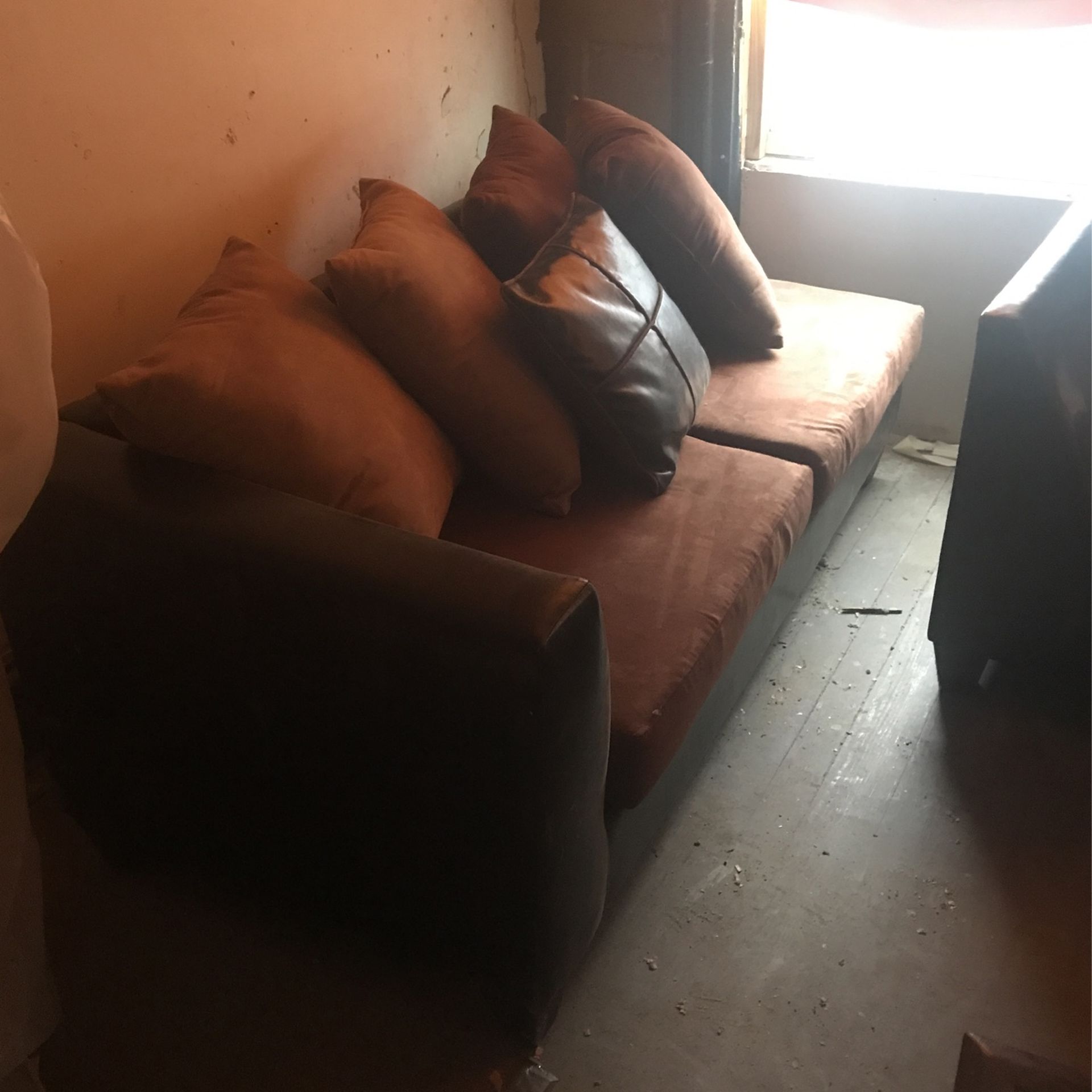 suede And Pleather Cocoa And Brown Sofa Loveseat And Sectional Living Room Sitting