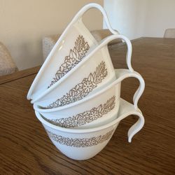 Vintage Corelle Woodland Brown Floral Hook Handle Cups – Set of 4