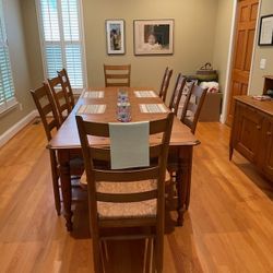 Lane Dining Suite Table With 2 Leaves, 8 Ladderback Chairs, And Sideboard And Entertainment Center