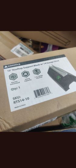 Adamax 0.89 ft Rooftop Support Block with 14-Gauge Steel Solid Strut Channel Type B