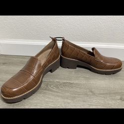 Naturalizer Size 7M English Tea Brown Leather Darry Slip On Loafer Shoe New