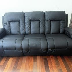 Reclining Sofa 3 Seater Black