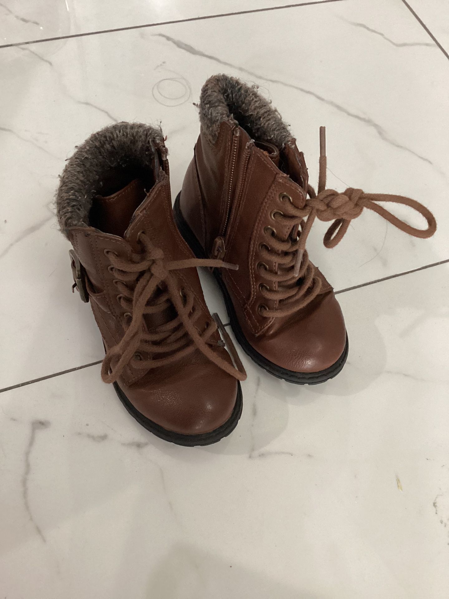 MIA Toddler Girls Brown Leather Lace Boots Size 7