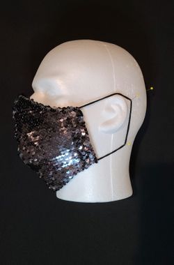 Black Sequins Fashion Face Cover Mask
