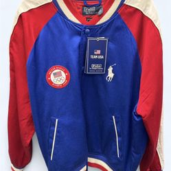 NWT POLO RALPH LAUREN Olympic Team USA RARE Satin Baseball Jacket Vintage Patch