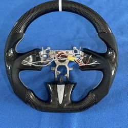 Carbon fiber Alcantara Leather steering wheel + White Stitch For Infiniti  Q50