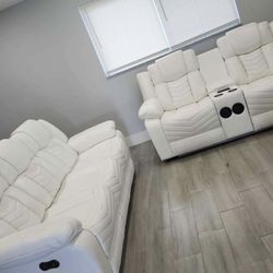 ALL WHITE RECLINER LOVESEAT & SOFA 💛💛💛