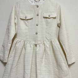  Flap Detail Button Front Tweed Dress