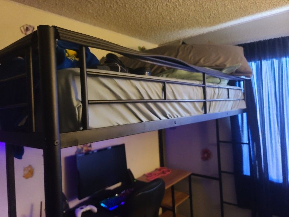 Loft Bed With Desk And 4 Shelves