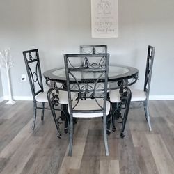 Elegant Round Glass and Iron dining Set 