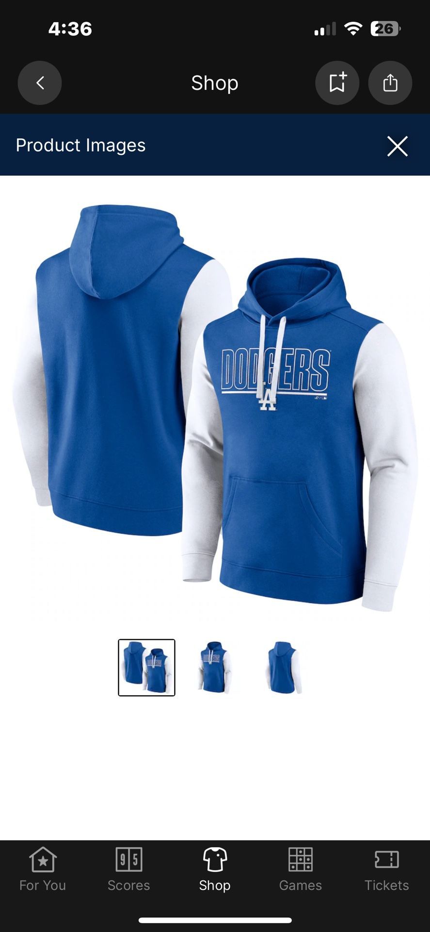Los Angeles Dodgers Outline Fleece Pullover Hoodie - Royal