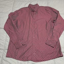 CHUXX Shirt Mens 2xL Burgundy Black long  Sleeve Collared Button Up 