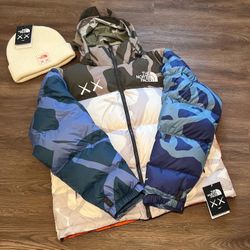 North Face X Kaws Coat And Beanie