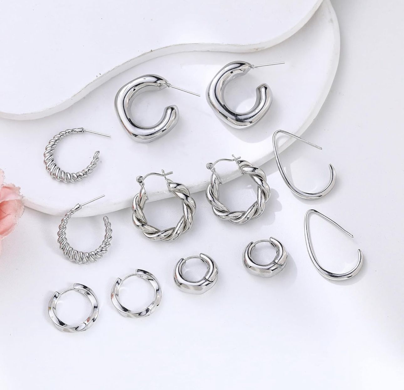 Silver Hoops - 6 Pairs (Brand New)